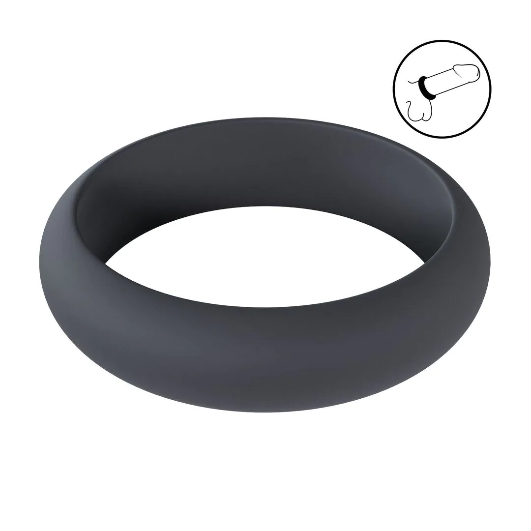 Wide O Silicone Cockring XXL - Zwart 55mm
