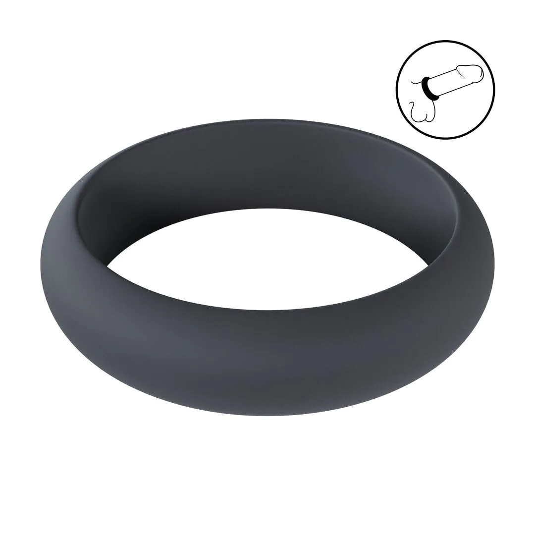 Wide O Silicone Cockring L - Zwart 4.2 cm
