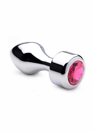 Aluminium Buttplug met Roze Steen - Small*
