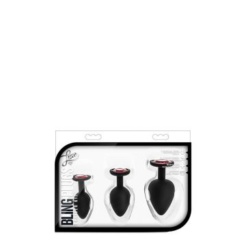 Luxe Set Buttplugs met Siersteen - Zwart