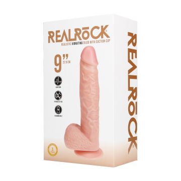 Realistische Vibrator Met Ballen 23 cm - Huidskleur