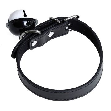 Halsband Met Bel PU-Leather - Zwart