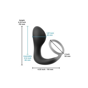 Slingshot Buttplug met Cockring - Zwart