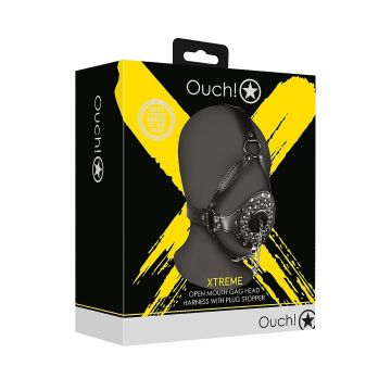 Open Mouth Gag Head Harness with Plug Stopper - XTREME