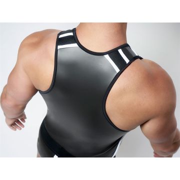 Mister B Neoprene Tank Top Zwart Wit