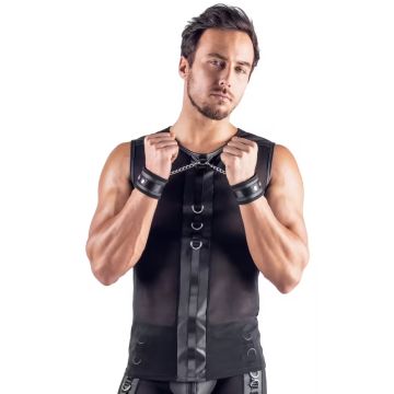 Mouwloos Shirt Mesh met Handboeien - Zwart