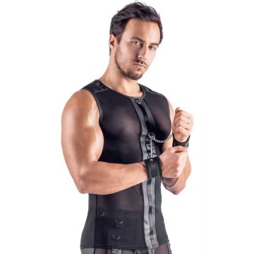 Mouwloos Shirt Mesh met Handboeien - Zwart