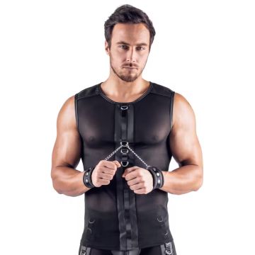 Mouwloos Shirt Mesh met Handboeien - Zwart