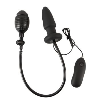 Opblaasbare en Vibrerende Buttplug - Zwart*
