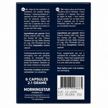 Morningstar Libido Extreme 2.0 - 6 Capsules