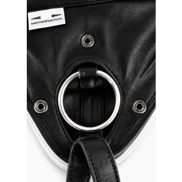 MisterMitch Leren Jockstrap met Cockring - Zwart/Wit