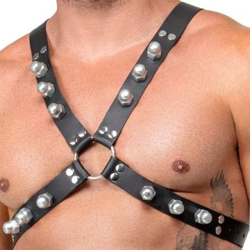 Zado Leren X-Borstharnas S-L - Zwart
