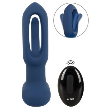 Anos Vibrerende Buttplug RC Flicking Tongue met Afstandsbediening - Blauw