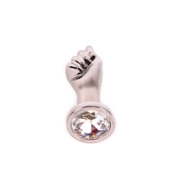 Kiotos RVS Buttplug met Gesloten Vuist en Siersteen Handyman - 8.8 cm