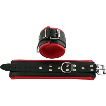 Leren Enkel Boeien Rood Gevoerd*