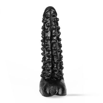 Dark Crystal Zwarte Dildo met Nopjes - 27 cm