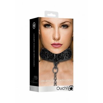Luxe Halsband met Riem - Zwart*