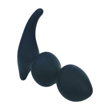 Full Double Ripple Siliconen Prostaatplug - Zwart