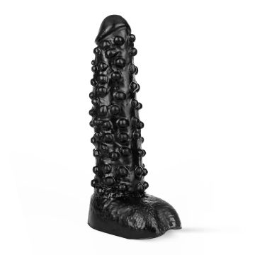 Dark Crystal Zwarte Dildo met Nopjes - 27 cm