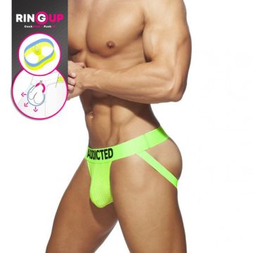 Addicted Ring Up Neon Mesh Jock - Neon Groen