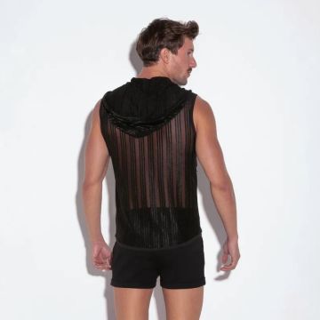 Code 22 Mesh Gestreepte Hoody - Zwart