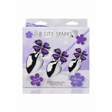 RVS Buttplug Set met Klavertje Vier - Paars*