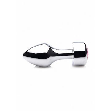 Aluminium Buttplug met Roze Steen - Small*