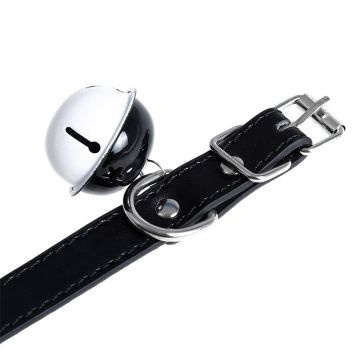 Halsband Met Bel PU-Leather - Zwart
