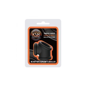 Kiotos Silicone Cock en Ball Stretcher - Zwart