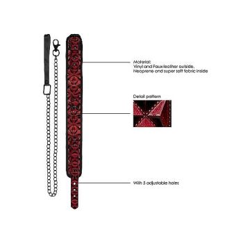 Luxe Halsband met Riem - Rood*