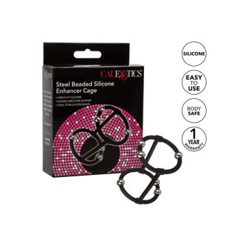 Siliconen Peniskooi met Beads - Zwart