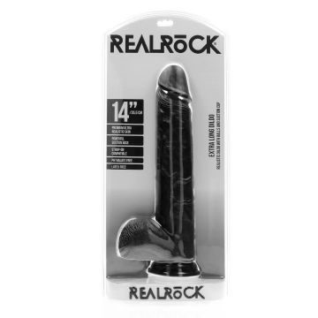Realistische Dildo Extra Large Recht 35.5 cm - Zwart