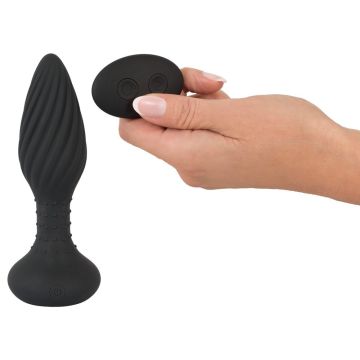 Anos Vibrerende Buttplug met Afstandsbediening Swirl - Zwart