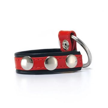 Verstelbare Leren Cockstrap met Penisring - Rood