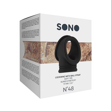 Sono No. 48 Cockring With Ball Strap -Zwart