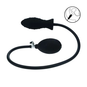 Opblaasbare Buttplug Ribbed - Zwart
