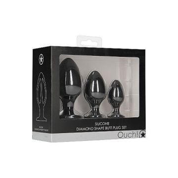 Diamond Shape Buttplug Set - Zwart