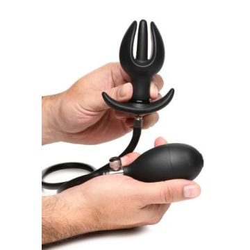 Zwarte Opblaasbare Siliconen Buttplug - XR Brands
