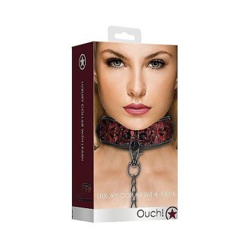 Luxe Halsband met Riem - Rood*