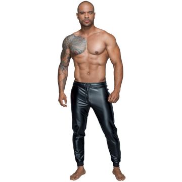 Noir Handmade Comfortabele Broek Wetlook - Zwart