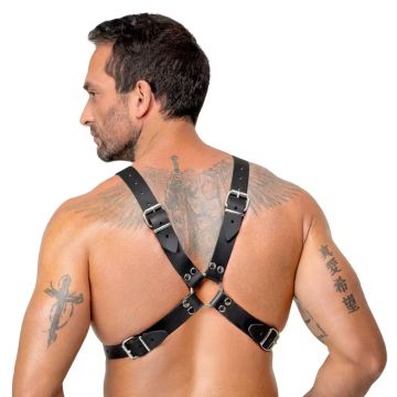 Zado Leren X-Borstharnas S-L - Zwart