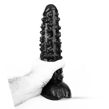 Dark Crystal Zwarte Dildo met Nopjes - 27 cm