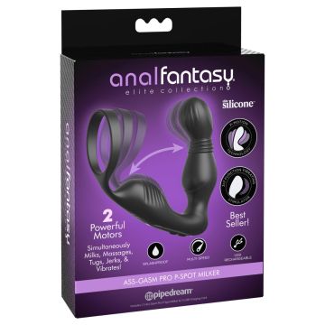 Vibrerende cockring met anaal plug - Zwart