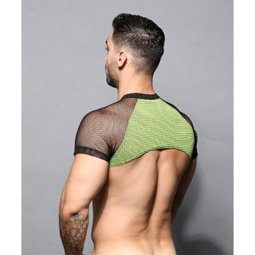 Andrew Christian MASSIVE Network Net Crop Raglan Top
