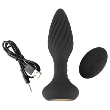 Anos Vibrerende Buttplug met Afstandsbediening Swirl - Zwart