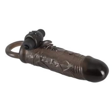 Rebel Penissleeve Extension met Vibrerende Bullet Regular Fit - Zwart