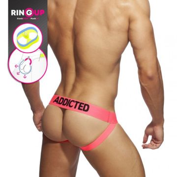 Addicted Ring Up Neon Mesh Jock - Neon Roze