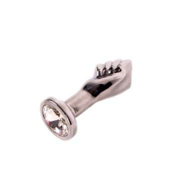 Kiotos RVS Buttplug met Gesloten Vuist en Siersteen Handyman - 8.8 cm
