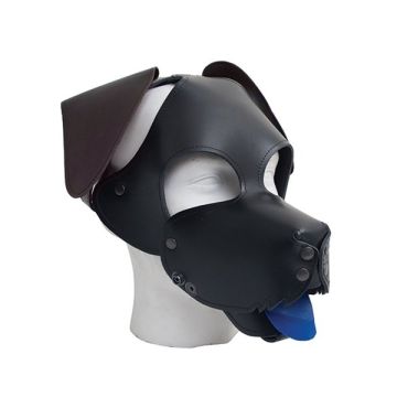 Leren Floppy Dog Masker Mister B - Zwart & Bruin