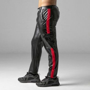 Leatherette Cargo Broek Rood
